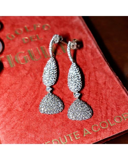 Mineralgems•Studio White Dangling Earrings With All Over Zirconia