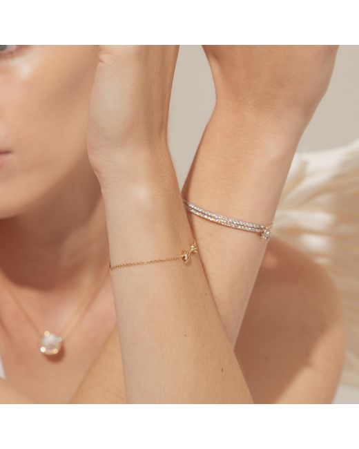 BLOOMTINE | Earth Angel HQ White Illuminess 14K Rose- Diamond Bar Bracelet