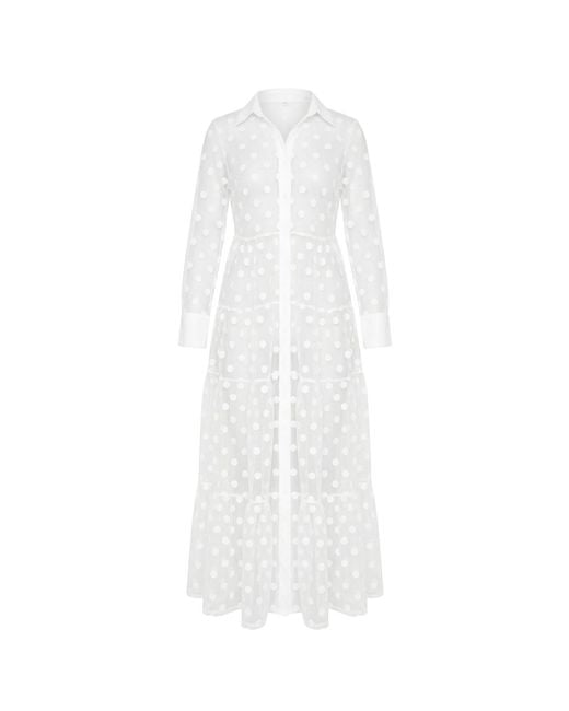 Cy Boutique White Spotted Design Lace Shirt Dress Cardigan