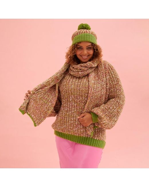 Cara & The Sky Red Debbie Twist High Neck Jumper