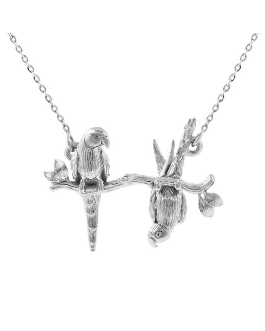 Lee Renee Metallic Parakeet Necklace – Two Friends On A Branch –