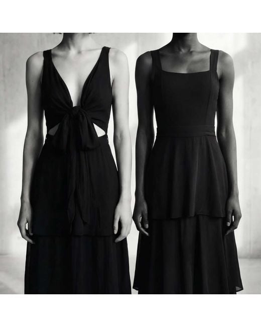 Polko Black Sia Convertible Tiered Dress