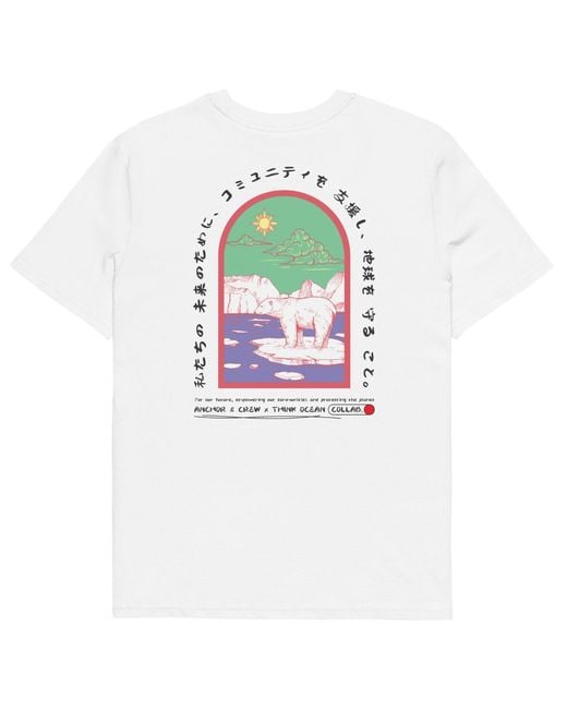 Anchor and Crew White Think Ocean Six Japan Gurafiku Organic Cotton T-Shirt