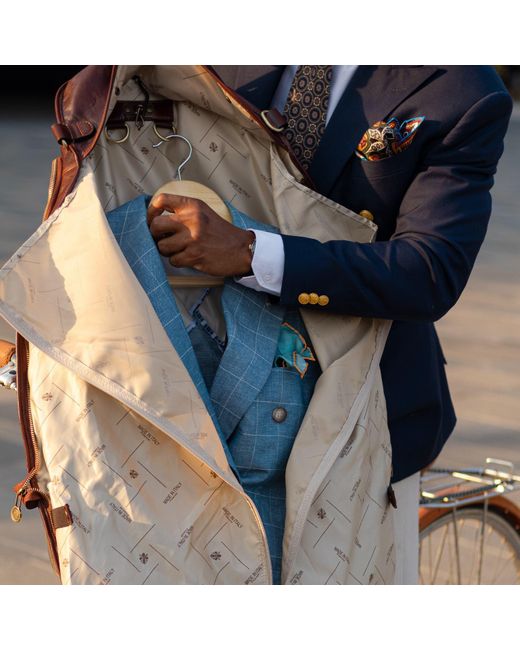 Time Resistance Brown Leather Garment Bag for men