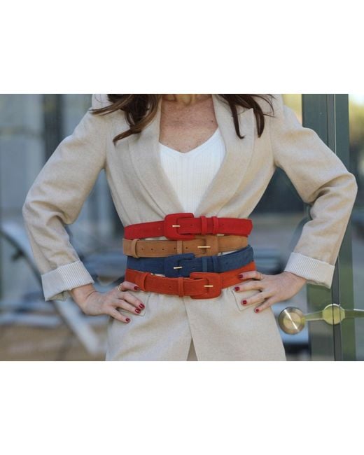 BeltBe Brown Suede Rectangle Buckle Belt
