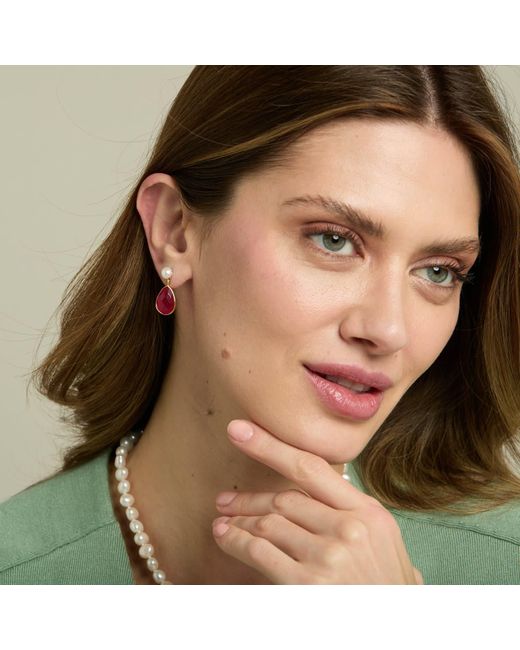 Pearls of the Orient Online Pink Clara Cultured Freshwater Pearls & Ruby Quartz Drop Earrings