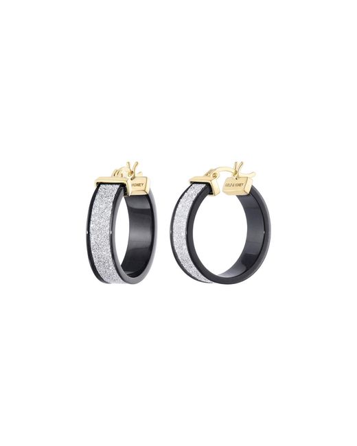 Gold & Honey Black & Silver Wide Glitter Hoops