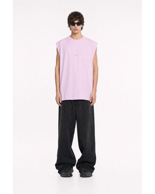 mysimplicated Pink Oversized Sleeveless Tee for men