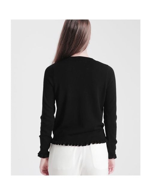 tirillm Black Aspen Merino Wool Sweater With Frills