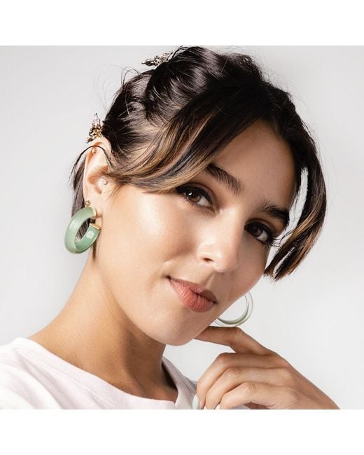 Gold & Honey Green Small Illusion Hoops