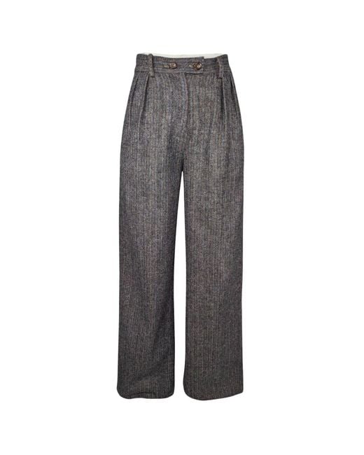 Ana Malik Llc Gray Pleated High Waisted Pants By Ana Malik