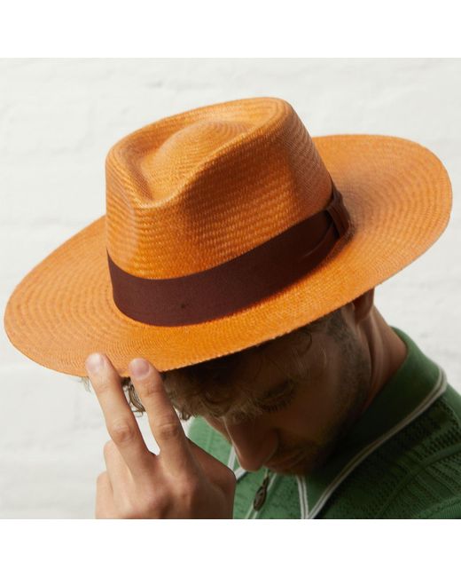 Dasmarca Hats Brown Dasmarca Albert Wide Brim Summer Genuine Panama Straw Hat For - Amber