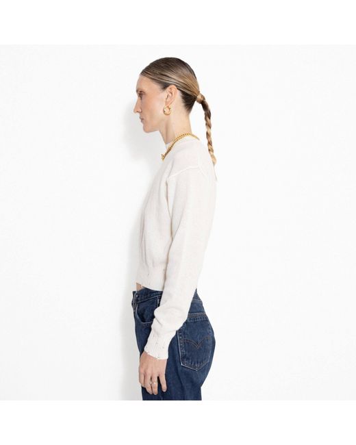 SVETA Milano White Billie Cashmere Sweater With Embroidery