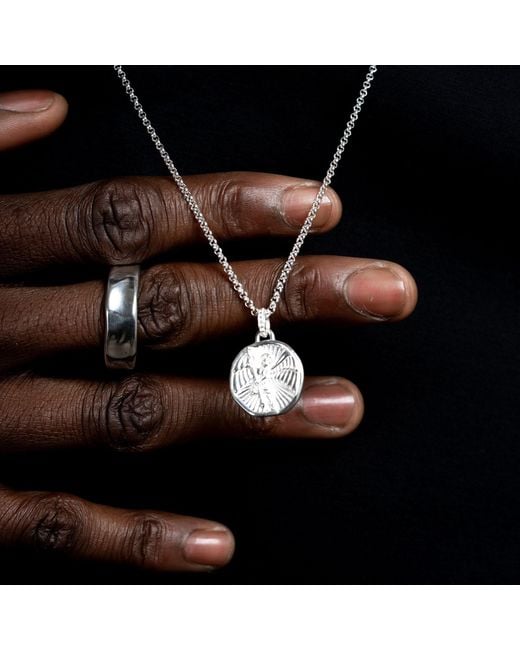 Dower & Hall Metallic St. Michael Talisman Necklace for men