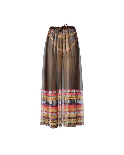 Rodasoleil Smart Swimwear Brown Tan-Through Mesh Lightweight Beach Skirt Africa