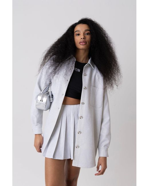 Amy Lynn White Cole Glitter Oversized Shirt