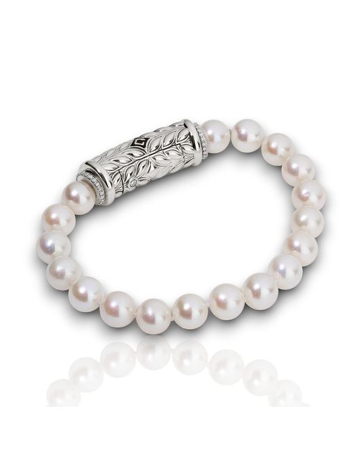 Daneila Léon White Sterling Freshwater Pearls & Diamonds Strand Bracelet
