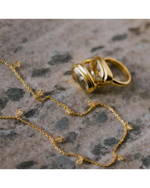 Coco & Kinney Metallic November Birthstone Necklace- Citrine