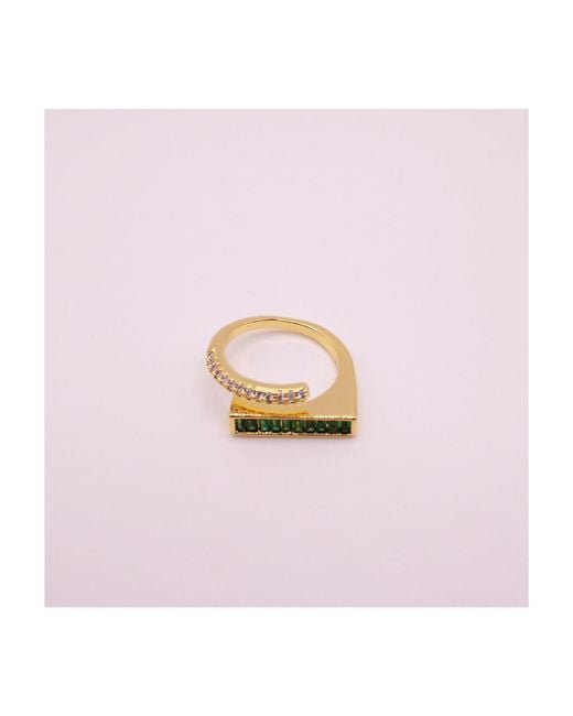 Urbane Jewelry Studio Metallic Emerald Bar Wrap Ring