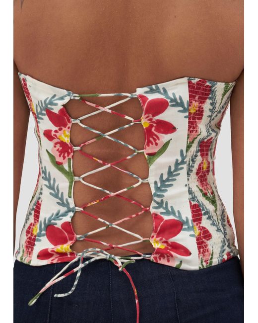 Manuela Cabrales Red Mendelii Block Print Top