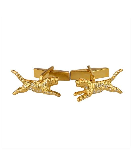 Simon Kemp Jewellers Metallic Tiger Cufflinks Eighteen Carat On Solid Sterling for men