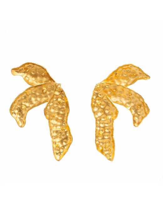 Meraki by Rashmi Bajaj Metallic Palm Leaf Plated Dangle Earrings