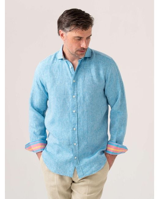 Koy Clothing Blue Linen Shirt for men