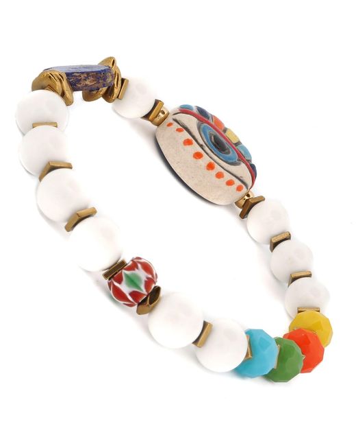Ebru Jewelry Blue Reversible Evil Eye Beaded Summer Bracelet