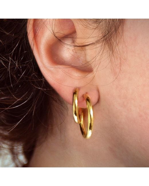 The Jewellery Store London Metallic Plain Open Hoop Studs Earrings