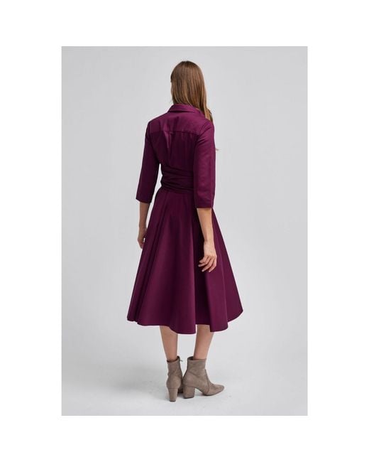 Marianna Déri Purple Aubergine Shirt Dress With Tie Belt