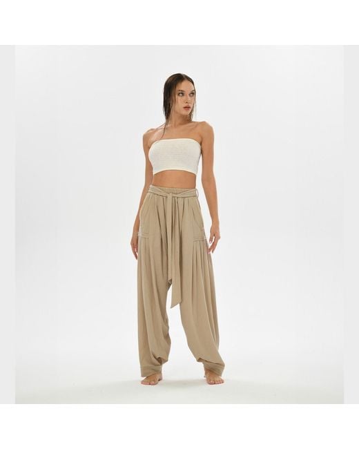 Zhenabia Natural Neutrals Boho Harem Pants