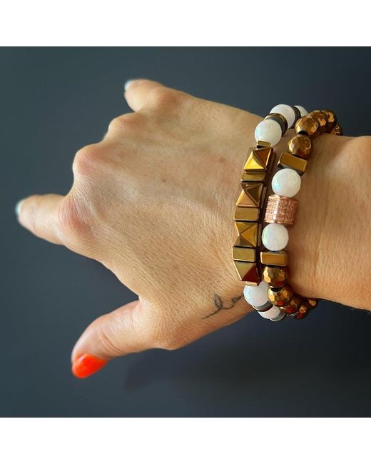 Ebru Jewelry Brown Rose Energy Quartz Bracelet Set
