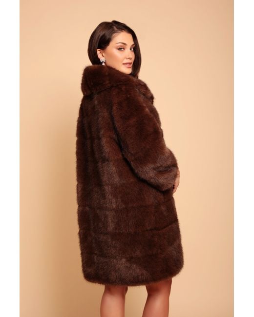 Santinni hollywood Faux Fur Coat In Marrone in Brown Lyst UK