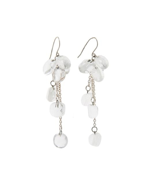Laura Daili White Neutrals Whispers Of Rain – Long Cluster Earrings