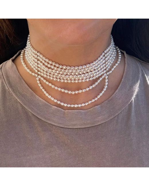 Leni James White The Victoria Pearl Choker Necklace