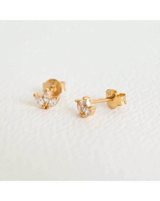 Claire Hill Designs Metallic Sparkly Marquise Fan Stud Earrings