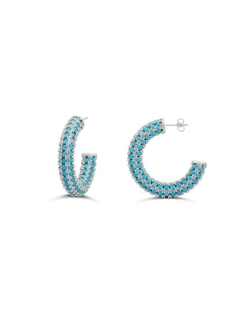 SHYMI Blue Colored Crystal Pave Hoop Earrings