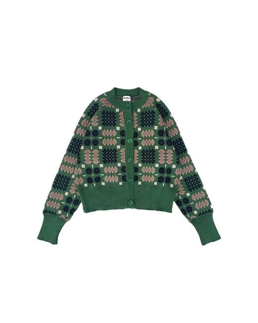 Mabli Green Carthen Neat Cotton Cardigan