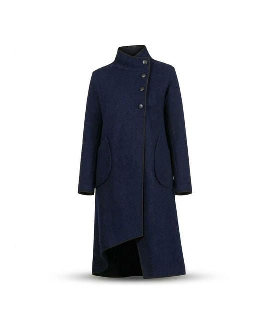 Nikka Place Blue Boiled Wool Winter Cardigan Coat With Buttons And Pockets