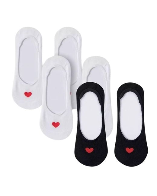 HIGH HEEL JUNGLE by KATHRYN EISMAN White Secret Heart No-Show Sock