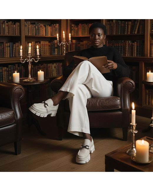 Beautiisoles by Robyn Shreiber Made in Italy White Neutrals Raquel Off- Leather Comfortable Work Evening Lugsole Combat Shootie