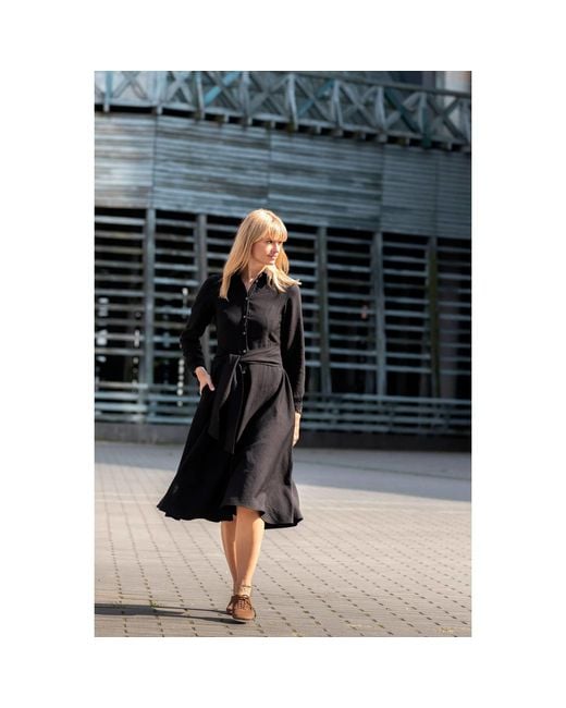 Oh!Zuza Black Echo Midi Shirt Dress With Belt