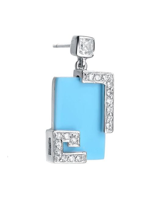 Genevive Jewelry Blue Sterling Silver Cubic Zirconia Faux Turquoise Studs