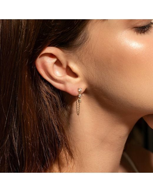 Spero London Metallic Fine Diamond Linked Tennis Earrings