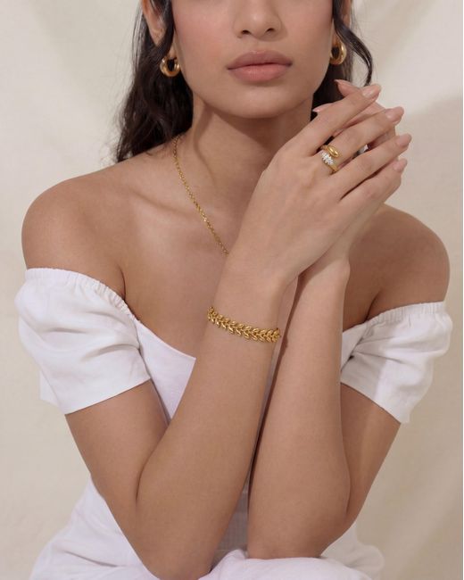 Elk & Bloom Metallic 14K Leaf Chain Bracelet