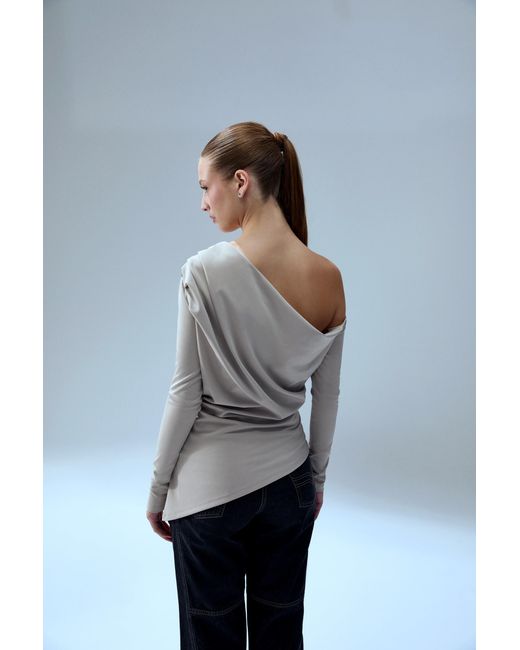 Pcfg White Neutrals Your Itch Draped Long Sleeve Top