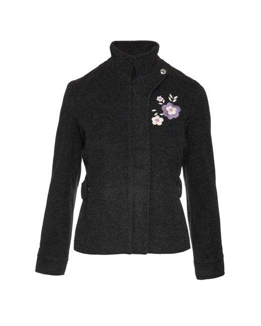 Conquista Black Dark Short Mouflon Jacket With Belt Detail