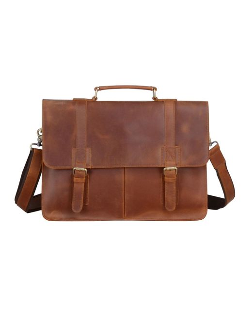 Touri Brown Worn Look Genuine Leather Briefcase for men