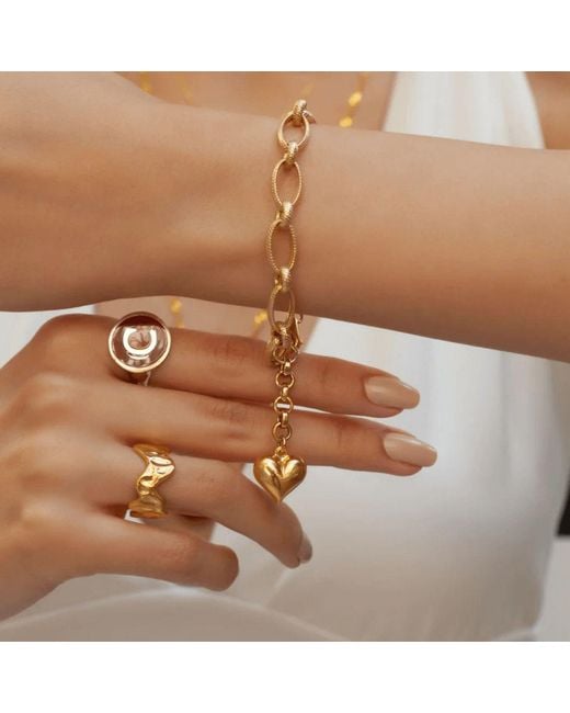 LINYA JEWELLERY Metallic Milazo Heart Chain Bracelet