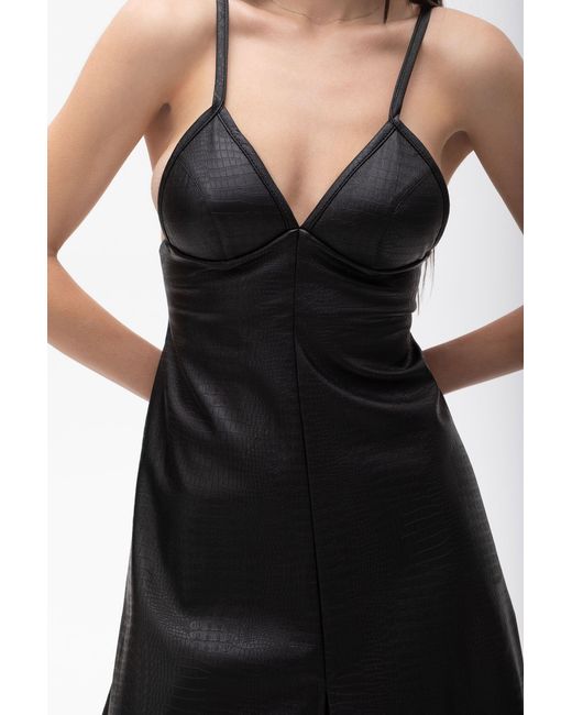 Maison Bogomil Black Strappy Faux Leather Midi Dress